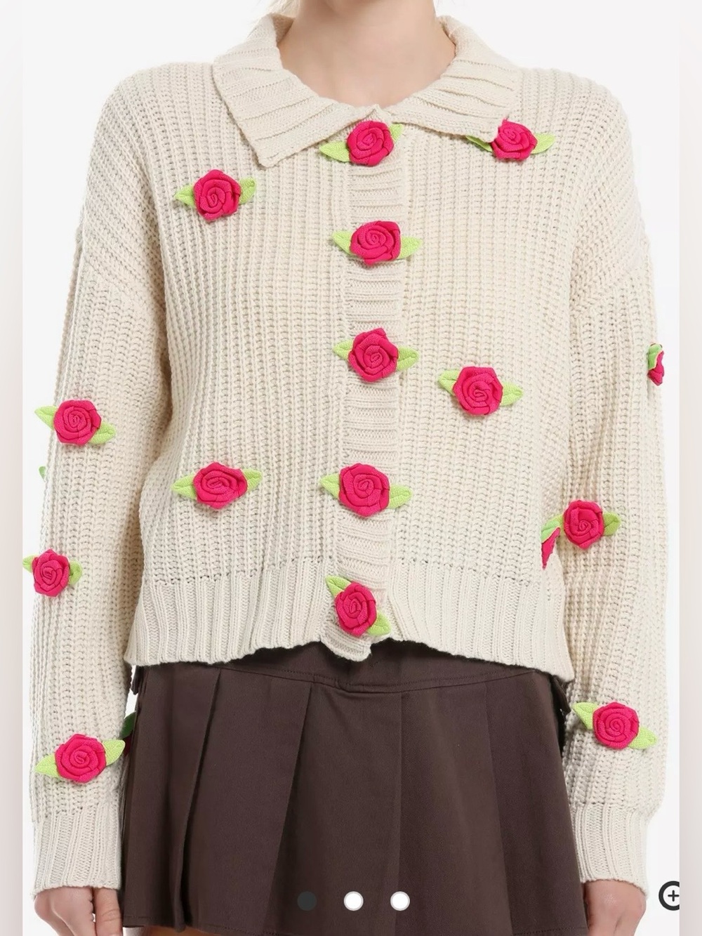 Hot Topic Sweet Society Cream Crochet Rosette Snap Front Size 2X Crop Cardigan